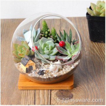 Terrarium succulent en verre à facettes soufflé à la main géométrique